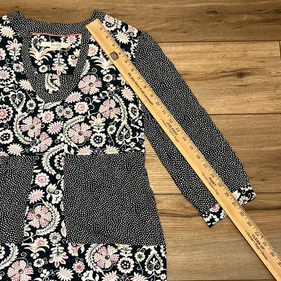 Boden Mollie Mixed Print Blouse SZ 6 Green Floral Polka Dot Pullover 3/4 Sleeve - Picture 5 of 11